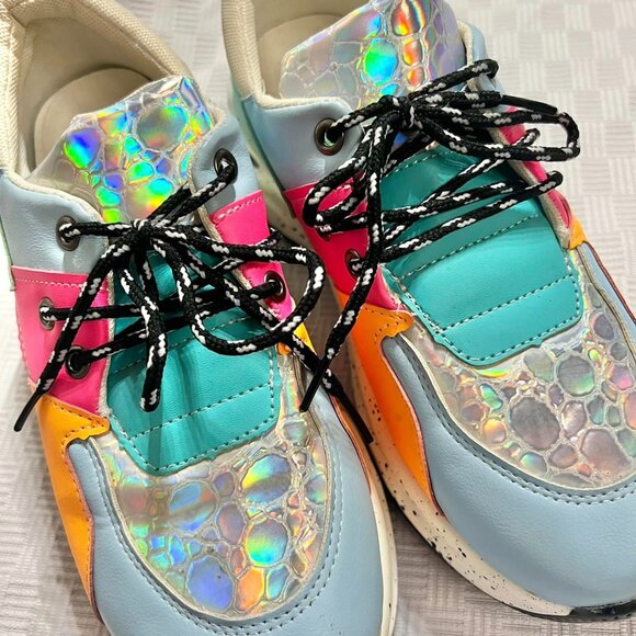 Size 8 M Women's Blue/Orange/Green/Pink Unbranded Gym Shoes - Picture 10 of 10